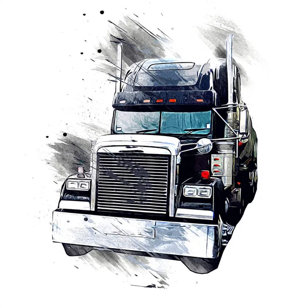 Amerikanische Lkw Illustration Farbe Isoliert Kunst Vintage Retro — Stockfoto