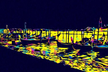 Venedik sanat eskizi çizimi eğlenceli tasarım antika retro