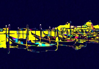 Venedik sanat eskizi çizimi eğlenceli tasarım antika retro