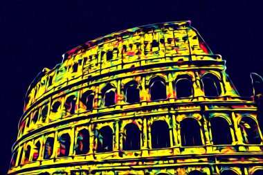 Roma İtalya sanatı eskiz çizimi eğlenceli tasarım antika retro