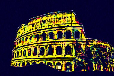 Roma İtalya sanatı eskiz çizimi eğlenceli tasarım antika retro