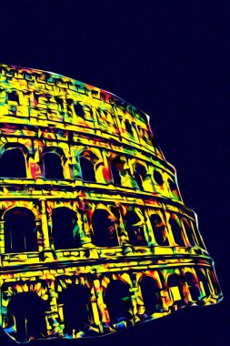 Roma İtalya sanatı eskiz çizimi eğlenceli tasarım antika retro