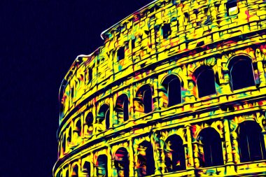 Roma İtalya sanatı eskiz çizimi eğlenceli tasarım antika retro