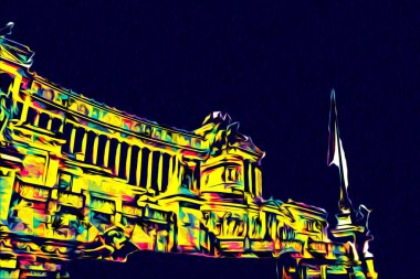 Roma İtalya sanatı eskiz çizimi eğlenceli tasarım antika retro