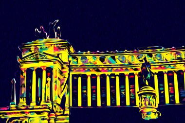 Roma İtalya sanatı eskiz çizimi eğlenceli tasarım antika retro