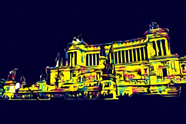 Roma İtalya sanatı eskiz çizimi eğlenceli tasarım antika retro