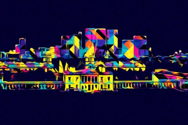 Londra 'nın büyük Ben sanat eseri çizimi, çizim, eğlenceli tasarım, antika retro