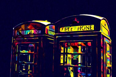 Londra 'nın büyük Ben sanat eseri çizimi, çizim, eğlenceli tasarım, antika retro