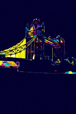 Londra 'nın büyük Ben sanat eseri çizimi, çizim, eğlenceli tasarım, antika retro