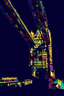 Londra 'nın büyük Ben sanat eseri çizimi, çizim, eğlenceli tasarım, antika retro