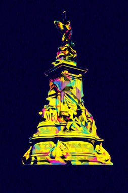 Londra 'nın büyük Ben sanat eseri çizimi, çizim, eğlenceli tasarım, antika retro