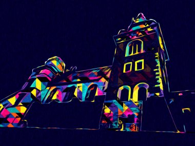 Eski şehir Krakow sanat illüstrasyonları antika