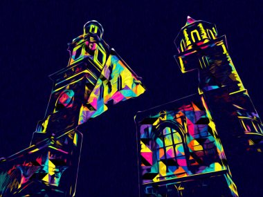 Eski şehir Krakow sanat illüstrasyonları antika