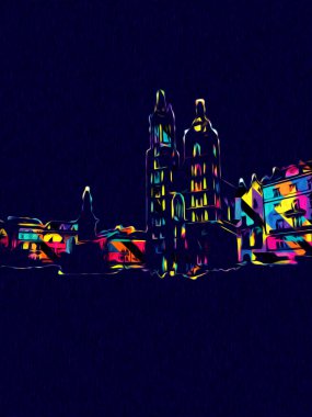 Eski şehir Krakow sanat illüstrasyonları antika