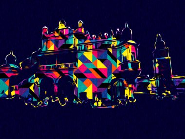 Eski şehir Krakow sanat illüstrasyonları antika