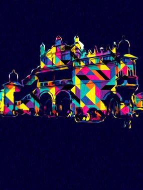 Eski şehir Krakow sanat illüstrasyonları antika