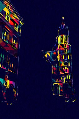 Eski şehir Krakow sanat illüstrasyonları antika