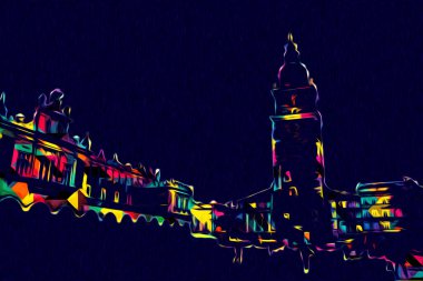 Eski şehir Krakow sanat illüstrasyonları antika