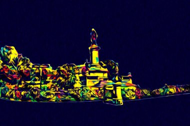 Varşova şehir manzarası dış sanat çizimi çizimi