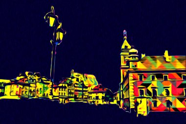 Varşova şehir manzarası dış sanat çizimi çizimi