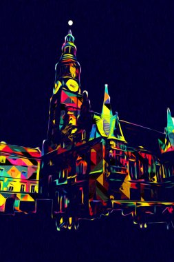 Wroclaw City Poland antika sanat eskizi çizimi