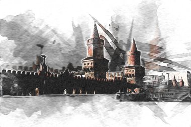 Berlin sanat eskizi çizimi eğlenceli tasarım antika retro