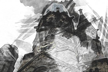 Berlin sanat eskizi çizimi eğlenceli tasarım antika retro