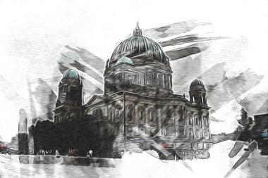 Berlin sanat eskizi çizimi eğlenceli tasarım antika retro