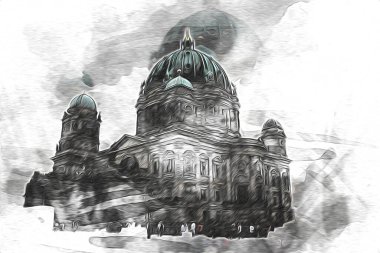 Berlin sanat eskizi çizimi eğlenceli tasarım antika retro