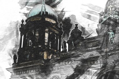 Berlin sanat eskizi çizimi eğlenceli tasarım antika retro