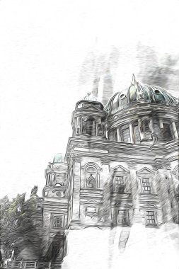 Berlin sanat eskizi çizimi eğlenceli tasarım antika retro