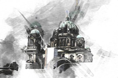 Berlin sanat eskizi çizimi eğlenceli tasarım antika retro