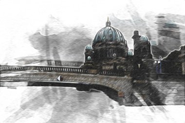 Berlin sanat eskizi çizimi eğlenceli tasarım antika retro