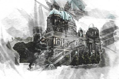 Berlin sanat eskizi çizimi eğlenceli tasarım antika retro