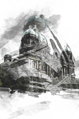 Berlin sanat eskizi çizimi eğlenceli tasarım antika retro