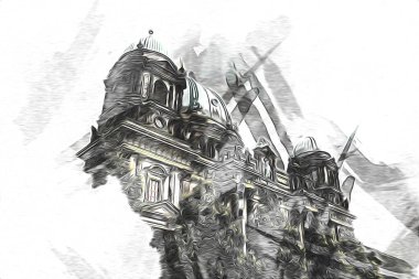 Berlin sanat eskizi çizimi eğlenceli tasarım antika retro