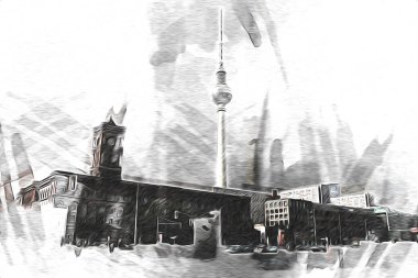 Berlin sanat eskizi çizimi eğlenceli tasarım antika retro