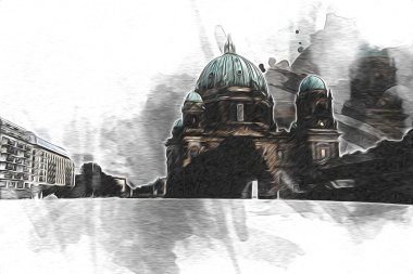 Berlin sanat eskizi çizimi eğlenceli tasarım antika retro