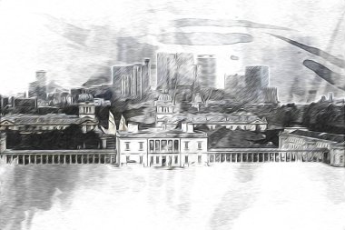 Londra sanat tasarımı çizimi çizimi eğlenceli tasarım antika retro