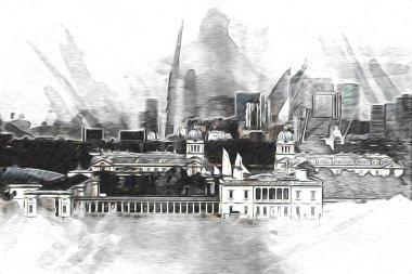 Londra sanat tasarımı çizimi çizimi eğlenceli tasarım antika retro