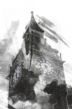 Londra sanat tasarımı çizimi çizimi eğlenceli tasarım antika retro