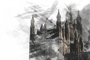 Londra sanat tasarımı çizimi çizimi eğlenceli tasarım antika retro