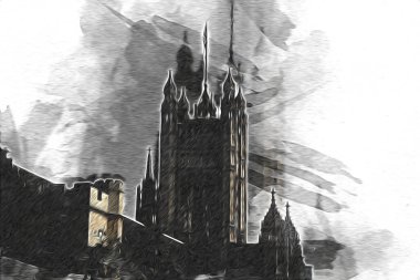 Londra sanat tasarımı çizimi çizimi eğlenceli tasarım antika retro