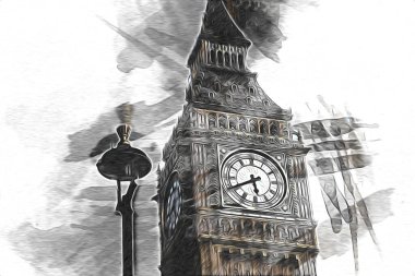 Londra sanat tasarımı çizimi çizimi eğlenceli tasarım antika retro