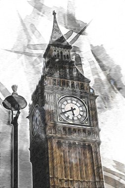 Londra sanat tasarımı çizimi çizimi eğlenceli tasarım antika retro