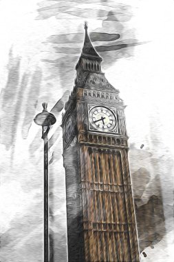 Londra sanat tasarımı çizimi çizimi eğlenceli tasarım antika retro