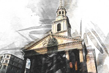 Londra sanat tasarımı çizimi çizimi eğlenceli tasarım antika retro