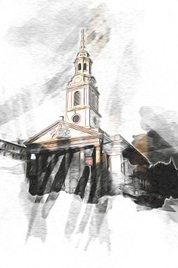 Londra sanat tasarımı çizimi çizimi eğlenceli tasarım antika retro