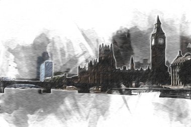 Londra sanat tasarımı çizimi çizimi eğlenceli tasarım antika retro