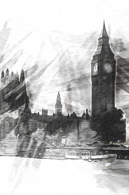 Londra sanat tasarımı çizimi çizimi eğlenceli tasarım antika retro